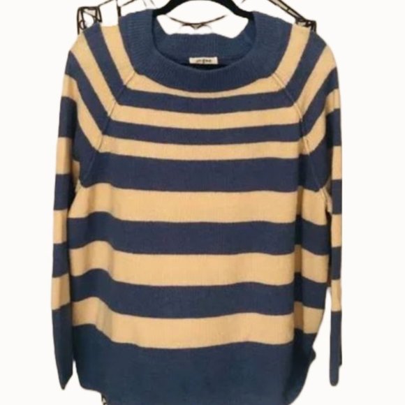 Umgee | Vici Collection Blue and Tan Tunic Sweater SMALL - Picture 4 of 7